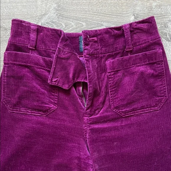 The Colette Wide-Leg Corduroy Pants in Deep Plum - Picture 2 of 6